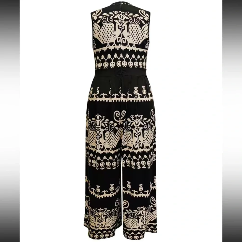 PLUS TRIBAL PRINT MOCK NECK WIDE LEG JUMPSUIT - Picture 2 of 8